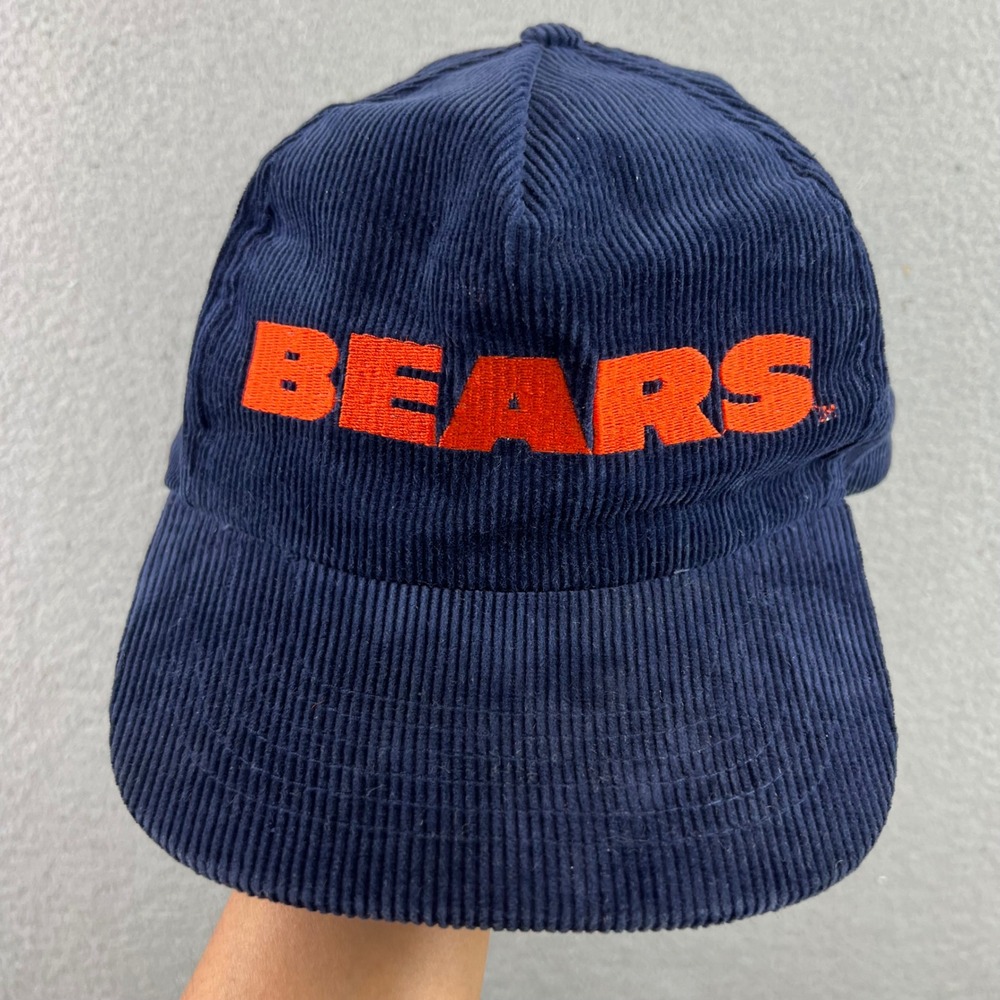 Vintage Chicago Bears Starline Corduroy Snapback Hat Navy Blue Orange NFL Cap